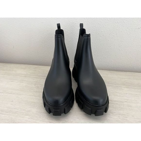 JEFFREY CAMPBELL Women Sz 10 Hydra Platform Chelsea Rain Boots Black Rubber - Picture 7 of 9